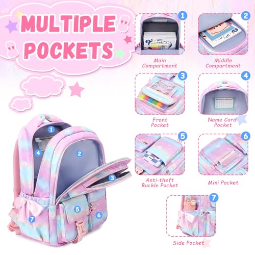 PIG PIG GIRL Kids Backpack for Girls - School Bags for Middle School Students - Book Bag for Elementary Primary - Kawaii Ita Backpack - Pink Planet - color: Pink Planet