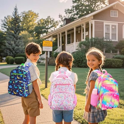 RHCPFOVR Kids Backpack for Girls - Girls Backpack 3-8 Ages Unicorn for Kids 15 Inch School Bookbag for Kindergarten Elementary School Bookbag for Girl 1st 2nd Grade - style: Pink Unicorn Garden