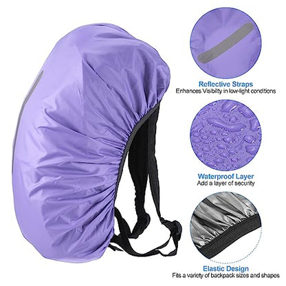 PATIKIL Waterproof Backpack Rain Cover, Non-Slip Backpack Cover with Vertical Reflective Strap Stay Dry for Hiking, Camping, Hunting - color: Purple, size: X-Large