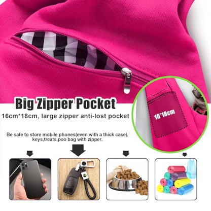 TOMKAS Dog Sling Carrier for Small Dogs Puppy Carrier for Small Dogs (Rose red, Adjustable Strap for 3-10 lbs & Zipper Pocket) - color: Rosered