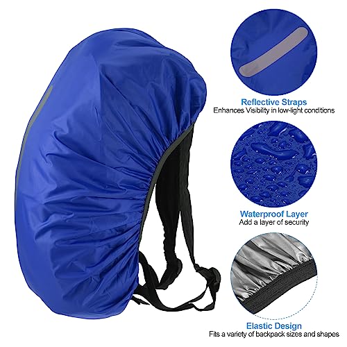 PATIKIL Waterproof Backpack Rain Cover, Non-Slip Backpack Cover with Vertical Reflective Strap Stay Dry for Hiking, Camping, Hunting - color: Navy Blue, size: Large