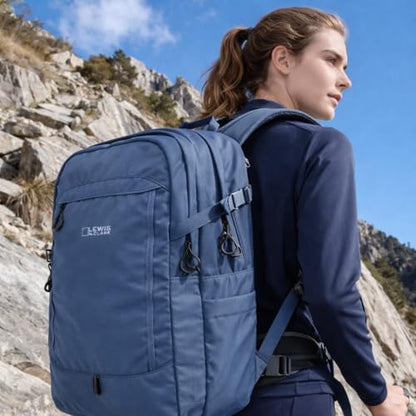 Lewis N. Clark 28L Hiking Daypack – Full-Size Trail Backpack with Padded Straps, Rain Cover & Removable Laptop Sleeve - color: Blue, size: 28L