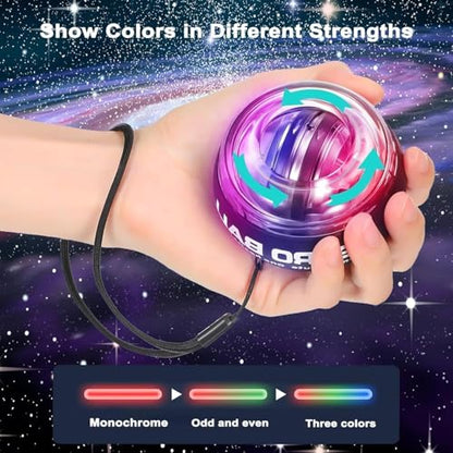 Torque Ball Hand Exerciser - 2026 Internal Resistance System Self-Starting Wrist Power Gyro Balls with Auto-Start Colorful LED Lighting - color: Blue