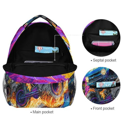 susiyo Custom Name Backpack Personalized School Bookbag Monster Truck Lightweight College Back Pack Travel Camping Casual Daypack for Teens Girls Boys Women Men - color: Custom Monster Truck