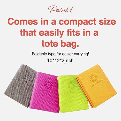 Primasole Folding Yoga Travel Pilates Mat Foldable Easy to Carry to Class Beach Park Tear resistant Travel Picnics 4mm Thick 9 Colors - color: Azalea Pink