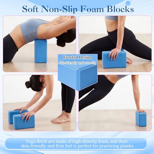 Pilates Set with 2 Yoga Exercise Balls (25.6”&9.8”), Yoga Block, Stretch Strap & Foot Pump, Stability Fitness Ball Kit for Home Gym Equipment Workout Pregnancy Physical Therapy - color: Dark Blue