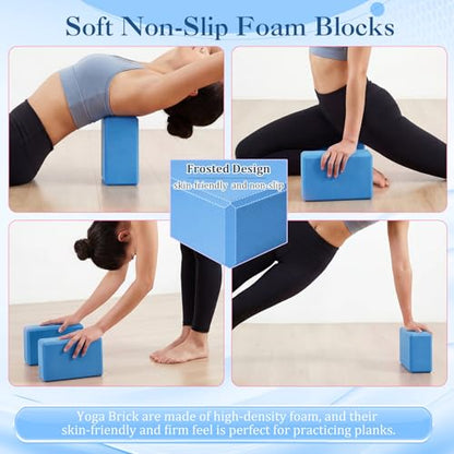 Pilates Set with 2 Yoga Exercise Balls (25.6”&9.8”), Yoga Block, Stretch Strap & Foot Pump, Stability Fitness Ball Kit for Home Gym Equipment Workout Pregnancy Physical Therapy - color: Dark Blue