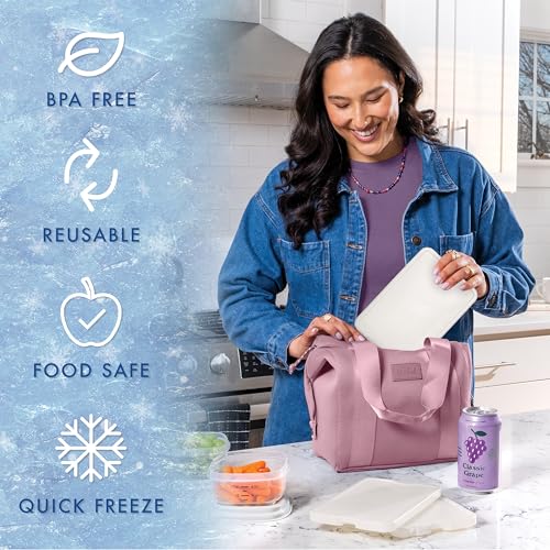 Cool Coolers by Fit & Fresh 4 Pack XL Slim Ice Packs, Quick Freeze Space Saving Reusable Ice Packs for Lunch Boxes or Coolers - color: Ivory (4 Pack)