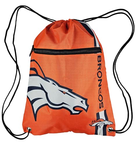 FOCO Denver Broncos NFL Drawstring Backpack with Zippered Pocket — Officially Licensed, Cordura Nylon - color: Denver Broncos