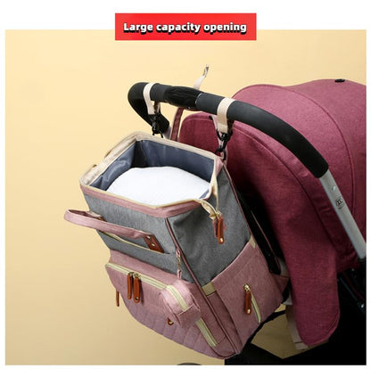 Diaper Bag Backpack, Multifunctional Travel Baby Bag with Changing Pad, Insulated Bottle Holders, Pacifier Case & Stroller Straps, Large Capacity Water Resistant, Unisex (Pink Gray) - color: Pink Gray