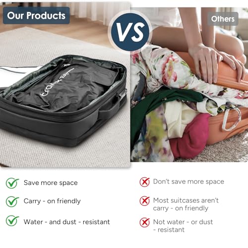 travel inspira Vacuum Compression Backpack 65L, Carry On Backpack with Electric Pump, TSA Lock, Water Resistant, Laptop Compartment for Travel, Camping, Business, Weekend Trips - color: Black Carry on
