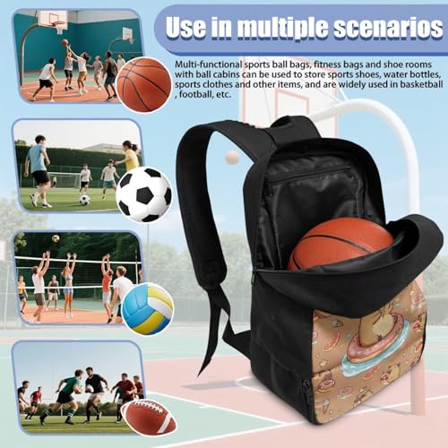 Basketball Backpack With Separate Ball Compartment And Shoes Fit Basketball Volleyball Football - color: Cute Capybara