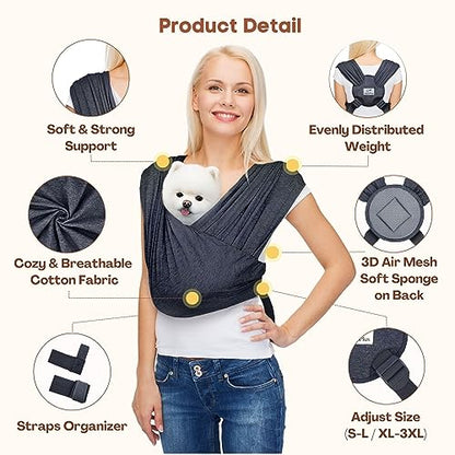 AnccoPlus Dog Carriers for Small Dogs, Front Facing Cat Carrier, Hands Free Dog Carrier, Size Adjustable Pet Carrier, Reducing Back Pain, Soft Cotton, Safe Small Dog Carrier(Regular, Charcoal Black) - color: Charcoal Black, size: Regular