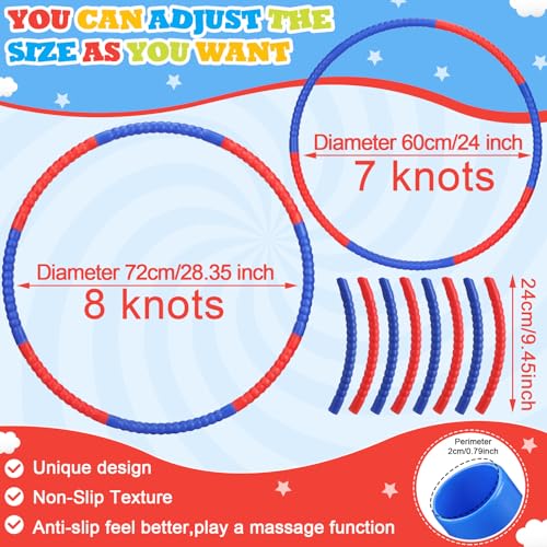 Vinsot Toy Hoop Detachable Plastic Hoops Exercise Equipment Toy Adjustable Rings for Sports Party Game Dance Pet Training - color: Red,Blue