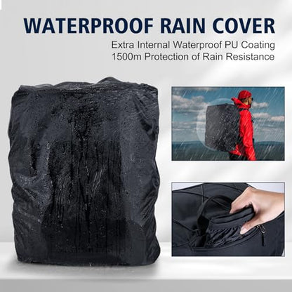 Goture Fishing Backpack with Cooler, 72L 600D Tackle Backpack Included 4 3700 Tackle Boxes, Dry & Wet Split Compartment, Large Fishing Tackle Bag with Rod Holders,Rain Cover for Travel Camping Hiking - color: Black (with 4 3700 Tackle Boxes)