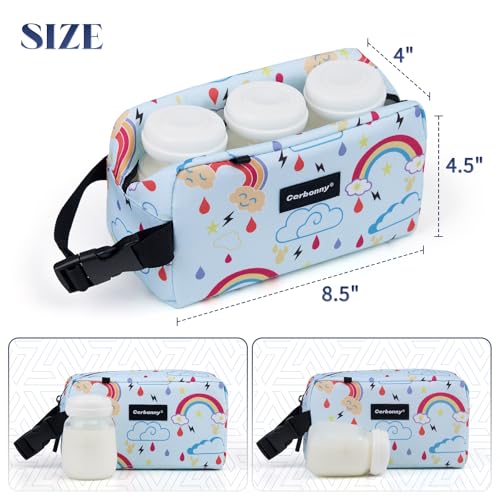 Cerbonny Small Cooler Bag,Freezable Lunch Bag,Built-In Ice Pack - color: Blue-Rainbow