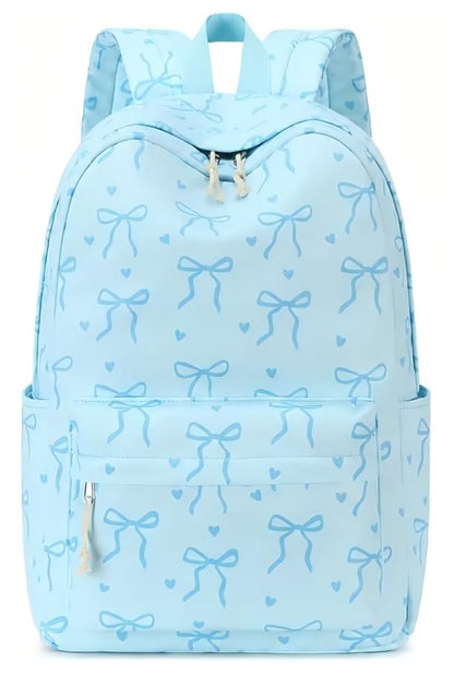 LOIDOU Girls Backpack for Kids Cute School Bookbag - color: Bow Tie Blue, size: L-17"
