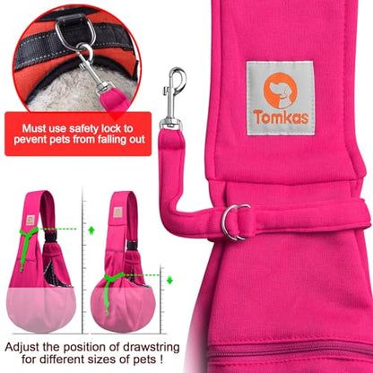 TOMKAS Dog Sling Carrier for Small Dogs Puppy Carrier for Small Dogs (Rose red, Adjustable Strap for 3-10 lbs & Zipper Pocket) - color: Rosered