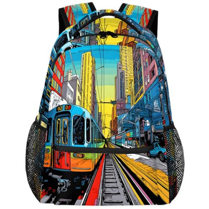 Pardick City Subway Rail Backpacks Travel Backpack for Women Men Waterproof Bookbag Laptop Backpack with Compartment Traveling Back Pack for Work, Gym - color: City Subway