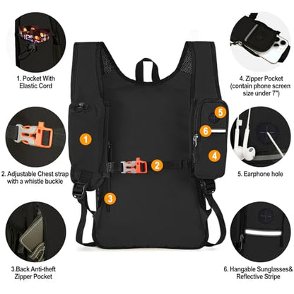 Seektop 15L Small Hiking Backpack for Women Men, Lightweight Hiking Daypack - color: Black, size: 15L