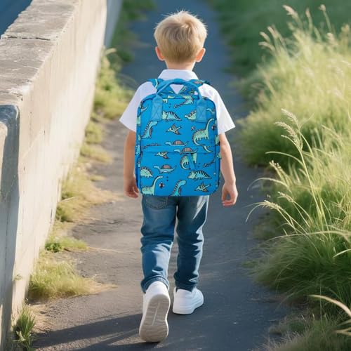 Cute Preschool Backpack Toddler School Book Bag for Girls Boys Kids Kindergarten Nursery Travel Bag with Chest Strap(15inch, Blue Dinosaur) - color: Blue Dinosaur, size: 15inch