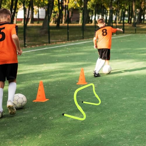 Zerodeko Adjustable 2-Level PVC Plastic Soccer Training Hurdles Set, Wear-Resistant Speed and Agility Hurdles for Football Practice, Foldable Agility Barriers for Speed Training
