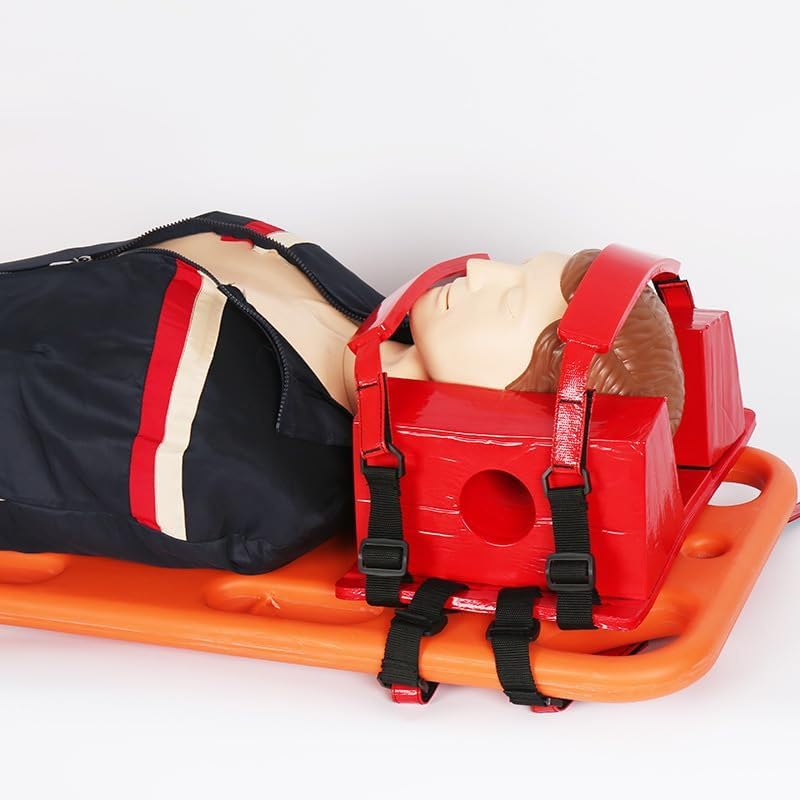 Emergency Spine Board Stretcher with Head Immobilizer and Neck Guard, Foldable Backboard, Water Floating Rescue Stretcher, Lightweight PE Board for First Responders and Use,Two Fold (T
