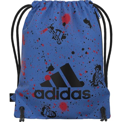 adidas Ready Sackpack – Drawstring Backpack Lightweight Small Gym Bag - color: Splatter Bright Royal/Black/1.0