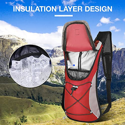 KUYOU Running Hydration Vest - Lightweight Insulated Hydration Backpack with 2L Water Bladder, Adjustable Chest Straps and Reflective Water Backpack for Running Marathon Race Hiking Cycling - color: Red