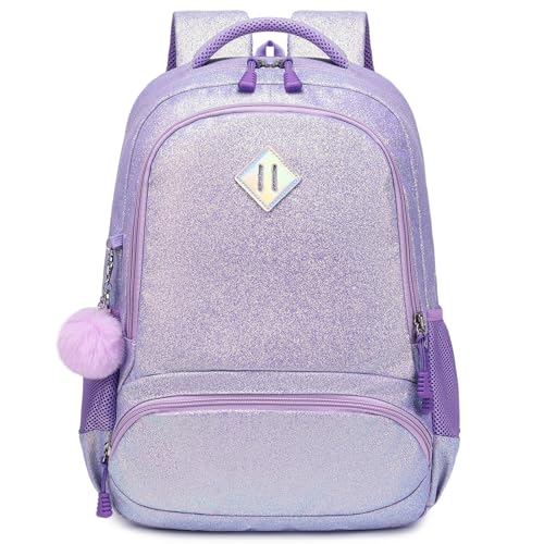 Meisohua School Backpack for Girls Shiny Glitter Sparkly Bookbag for Kids Elementary Middle School Bags for Girl Blingbling Purple - color: Glitter Purple