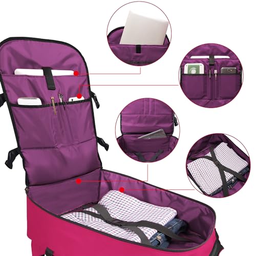 Travel Backpack 17L Lightweight Casual Small Carry-on Daypack 15-inch Laptop Notebook, Underseat Overnight Weekender, Rasberry - color: Rasberry