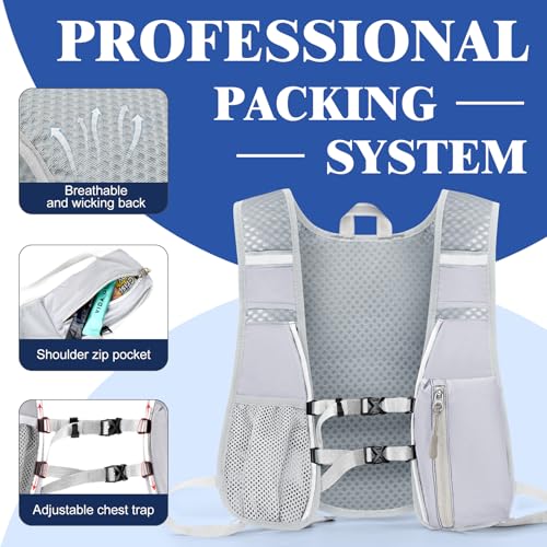 Hydration Backpack with 2L Water Bladder Bag, Lightweight and Breathable Running Vest for Men, Adjustable Chest Straps Water Pack for Cycling Hiking Climbing Outdoor - color: Grey