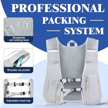 Hydration Backpack with 2L Water Bladder Bag, Lightweight and Breathable Running Vest for Men, Adjustable Chest Straps Water Pack for Cycling Hiking Climbing Outdoor - color: Grey
