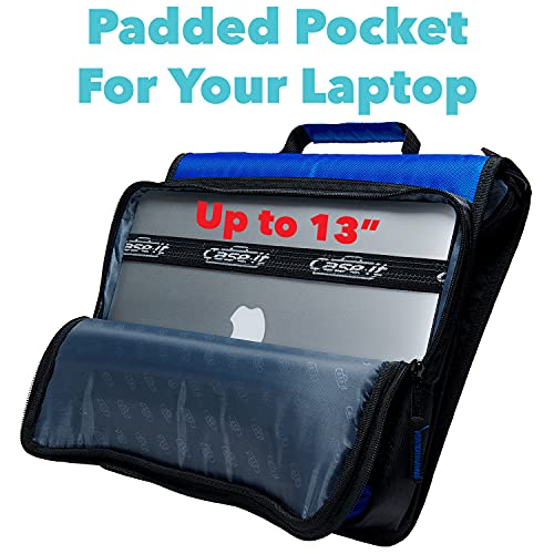 Case-it School Zipper Binder | 2-Inch O-Rings | 350-Sheet | LT-007 Blue - color: Blue, size: 1 Pack