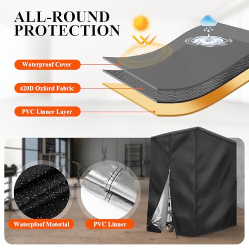 Pull Up Station Cover, Dustproof-Cover for Pull Up Station/Dip Bar Station for Outdoor, Pull Up Rack Machine Protect Home Gym Strength Training Dip Stands Cover - size: 42"L x 40"W x 64"H