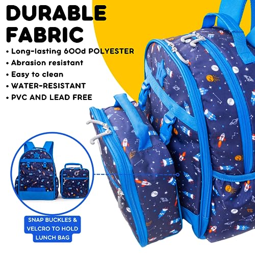 J World Duet Kids Backpack & Lunch Box Set For Boys & Girls Pre-K to Elementary School, Spaceship - color: Multicolor