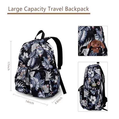 Women's Water-resistant Daypack Backpack, 15.6 Inch Laptop Compartment & Anti-Theft Pocket, Adjustable Padded Straps for Commuting, Travel, Work, College, Hawaii Flower - color: Hawaii Flower