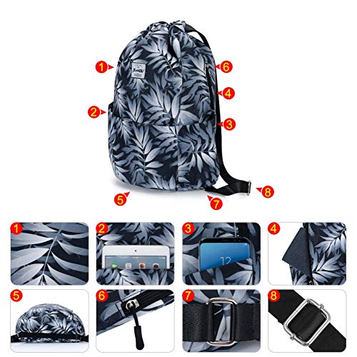 XEYOU Drawstring Sports Backpack Lightweight Gym Yoga Sackpack Shoulder Rucksack Casual Outdoor Daypack for Women and Men | Lightweight - color: Fantasy Leaves