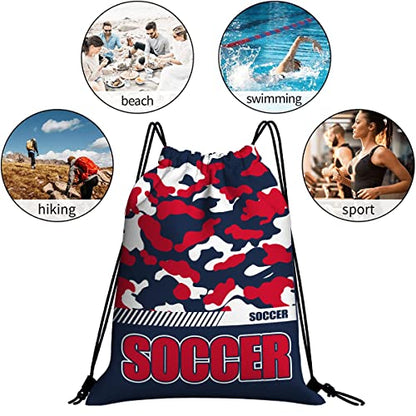 Drawstring Backpack Waterproof Gym Drawstring Bags Sports String Bag Camo Sackpack-Navy Soccer Drawstring Bag - color: Soccer Drawstring Bags-camo Navy