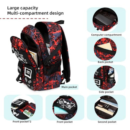 mezhsa Boys School Backpack Kids Bookbag Elementary Middle Durable Waterproof Bags - color: 2red