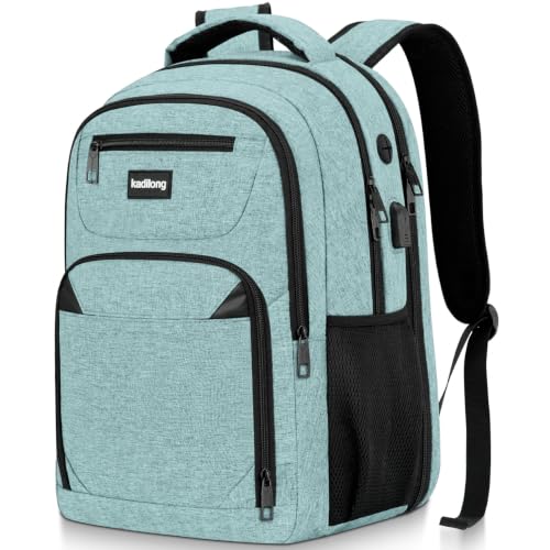 Laptop Backpack for Men Business Work College,School Bookbag for Teens Boys Student,Computer Bag Sturdy Back Pack with USB Charger - color: Green, size: 15,6 inch