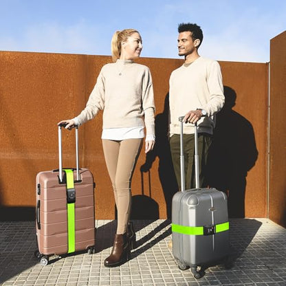 Travel Inspira Luggage Straps for Suitcases with TSA Lock, Protect Your Luggage Anti-Burst, High Visibility Color, Easy to Identify Luggage Adjustable Heavy Duty Belt for 20-28Inch Suitcases - color: Apple Green