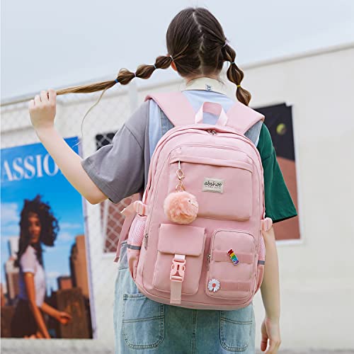 abshoo Big Student Laptop Backpack For College Women Middle High School Teen Girls Bookbag Travel Daypack (Pink) - color: Pink