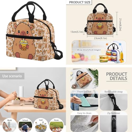 3PCS Backpacks for Boys Girls, Cute Capybara 3 in 1 School Bag with Insulated Lunch Box Pencil Case for Middle High School Students - color: Cute Capybara