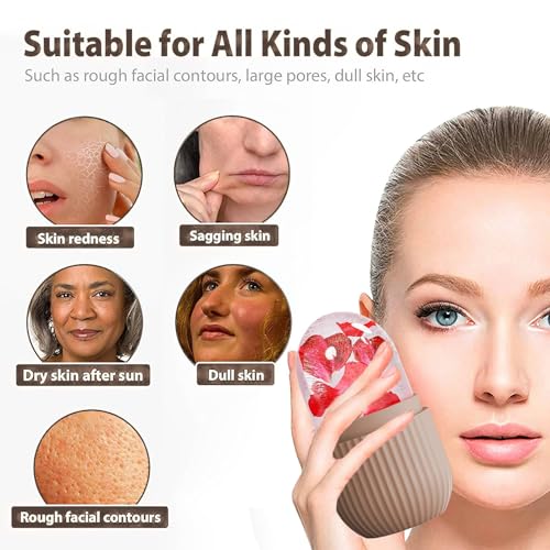 XHJRI Ice Face Roller Massager,Ice Cube Roller for Face, Eyes and Neck Naturally Conditioning and Skin Care,De-Puff Eye Bags,Reduce Migraine Pain,Reusable Massage Silicone Ice Mold (Coffee) - color: Coffee