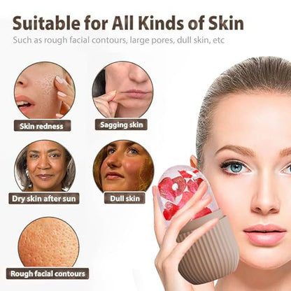XHJRI Ice Face Roller Massager,Ice Cube Roller for Face, Eyes and Neck Naturally Conditioning and Skin Care,De-Puff Eye Bags,Reduce Migraine Pain,Reusable Massage Silicone Ice Mold (Coffee) - color: Coffee