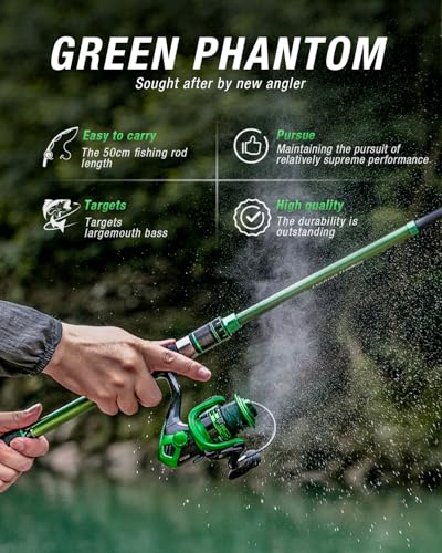 Ghosthorn Fishing Rod and Reel Combo Graphite Telescoping Fishing Pole Portable Travel Kit with Carrier Bag for Freshwater Saltwater - size: 6 ft, style: Full Kit With Carrier Case