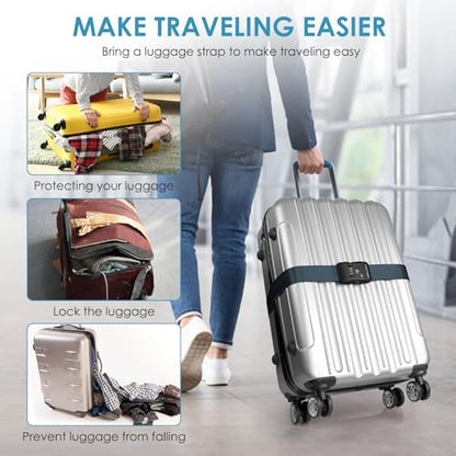 Travel Inspira TSA-Approved Luggage Strap, Heavy-Duty Adjustable Suitcase Belt for 20-28 Inch Travel Bags, Durable Navy Blue Nylon Anti-Theft Protection for Business Travel - color: Navy Blue
