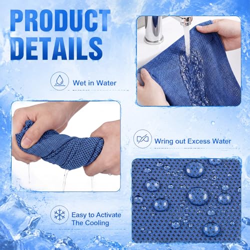 Honoson 20 Pcs12x25 Inch Cooling Hoodie Towel Bulk for Neck and Face 40x12 Inch Quick Dry Sweat Towels Instant Ice Cold Towel for Hot Weather Run Yoga Gym(Light Gray,Dark Blue) - color: Light Gray,dark Blue