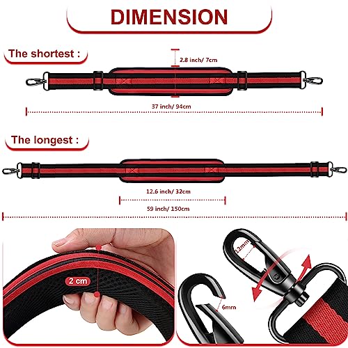 ZINMARK Shoulder Strap 59 inch, Extra-Thick Fixed Cushion Pad and Dual Clasps Universal Replacement Strap for Bags, Camera, Crossbody，Lawn mower -Black Red Black Stripe - color: Black Red Black Stripe